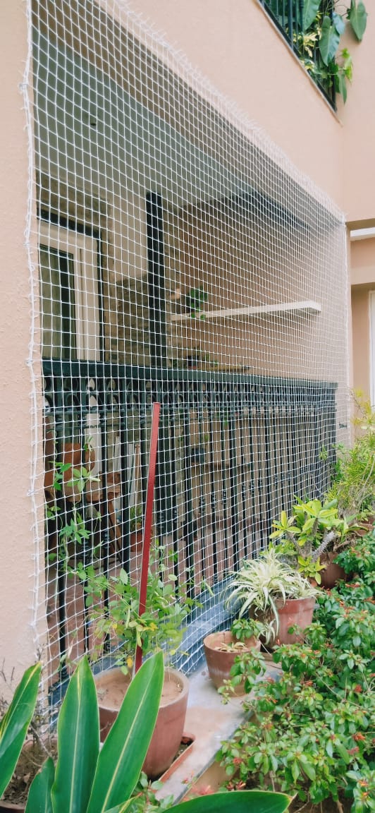 Child safety net on a staircase